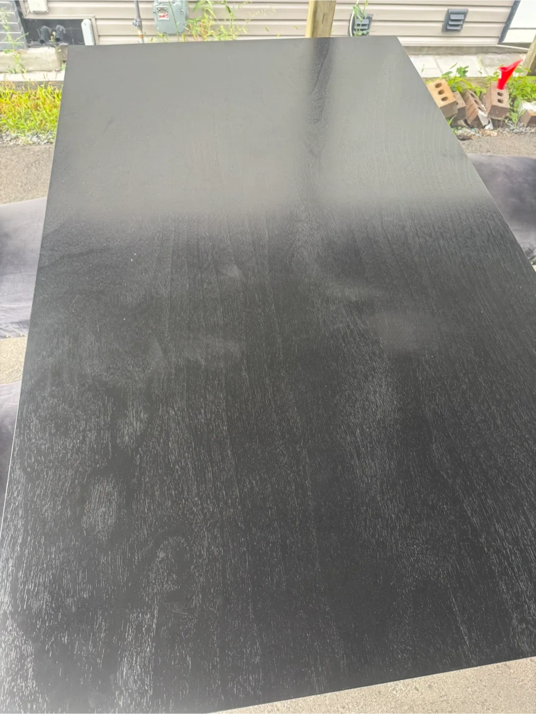 Ikea Black Dining Table with 4 Grey Velvet Chairs image indicator(6)