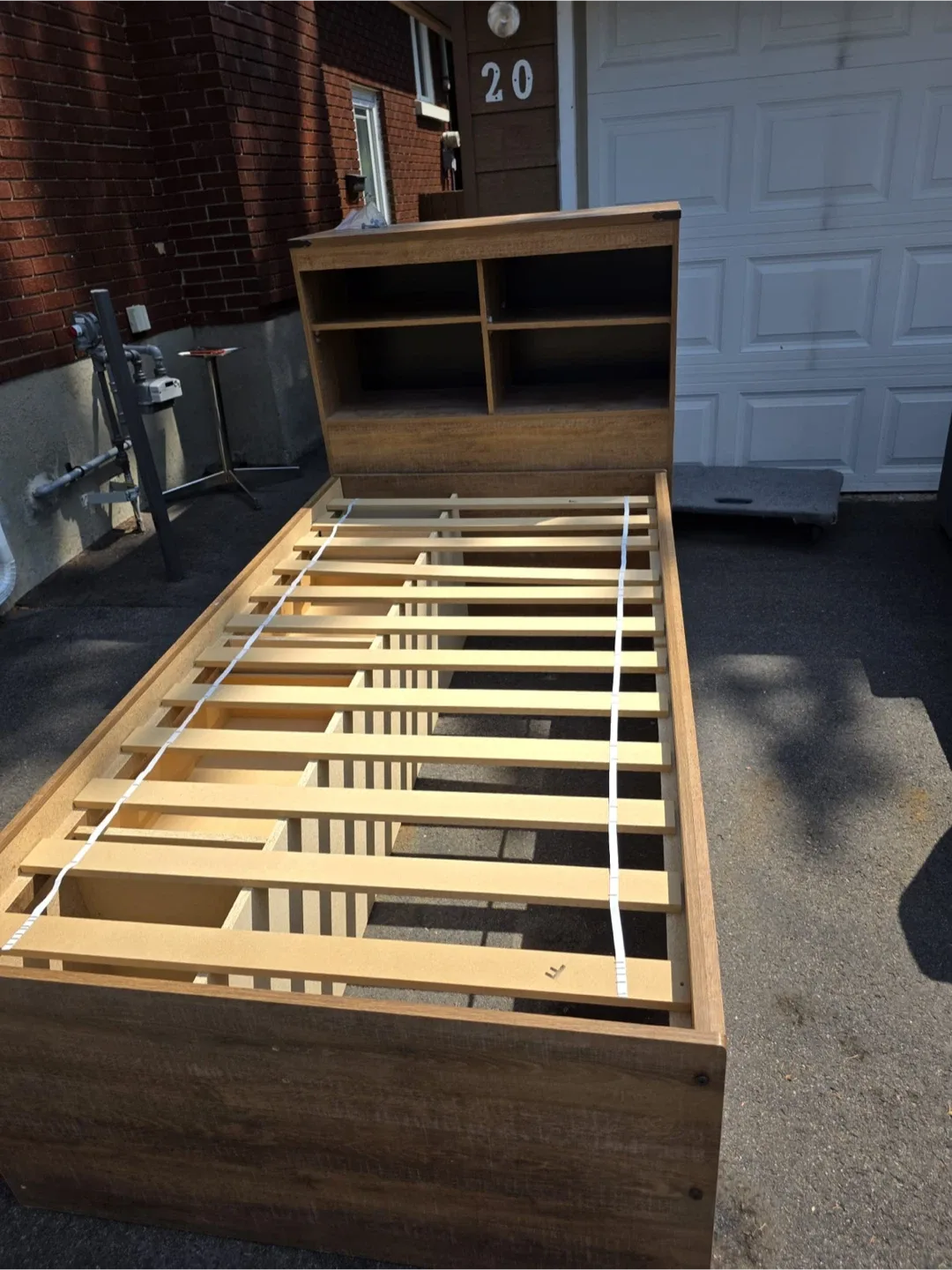 Wood twin Bed Frame with Storage & Shelves image indicator(5)