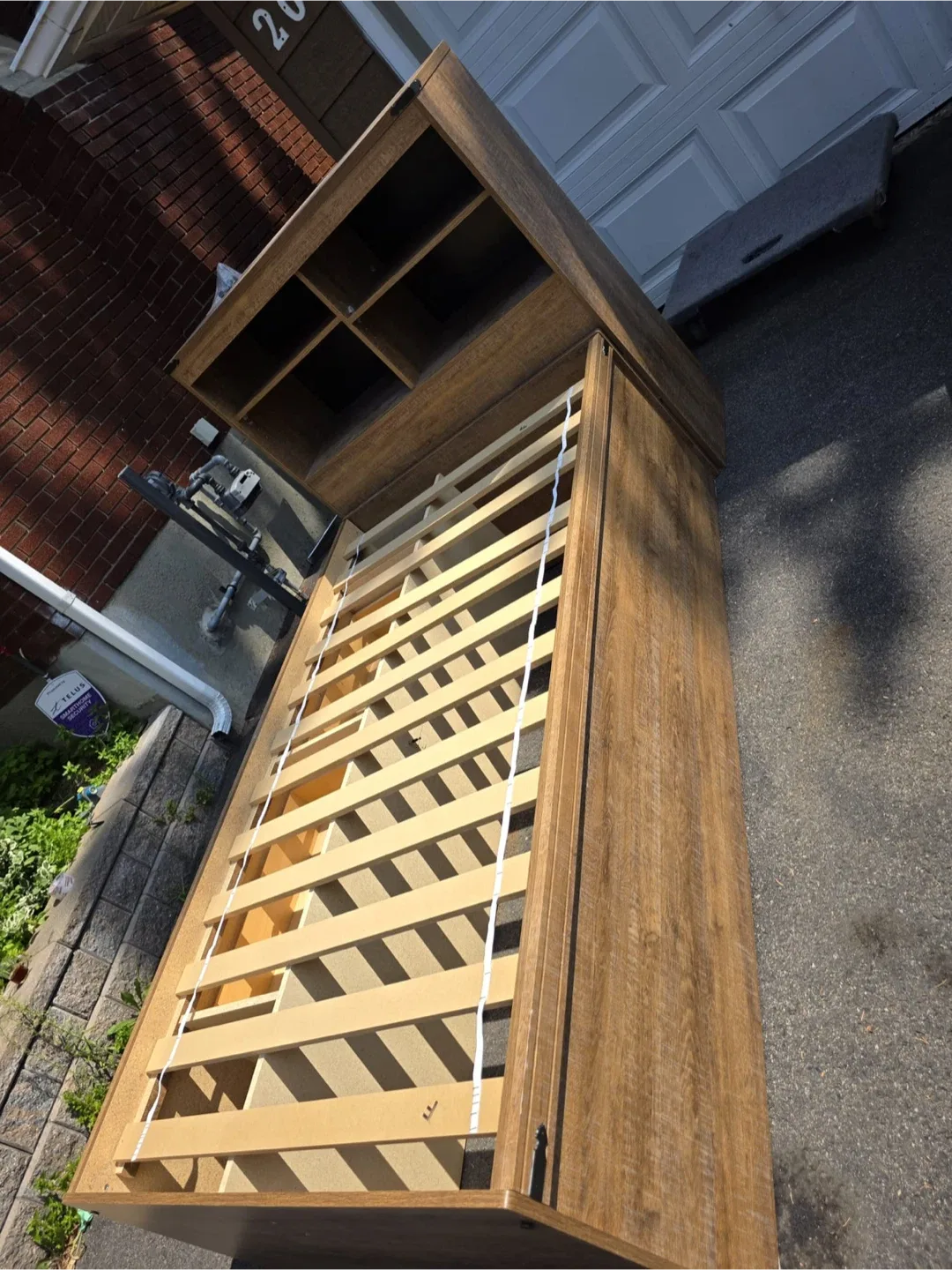 Wood twin Bed Frame with Storage & Shelves image indicator(2)