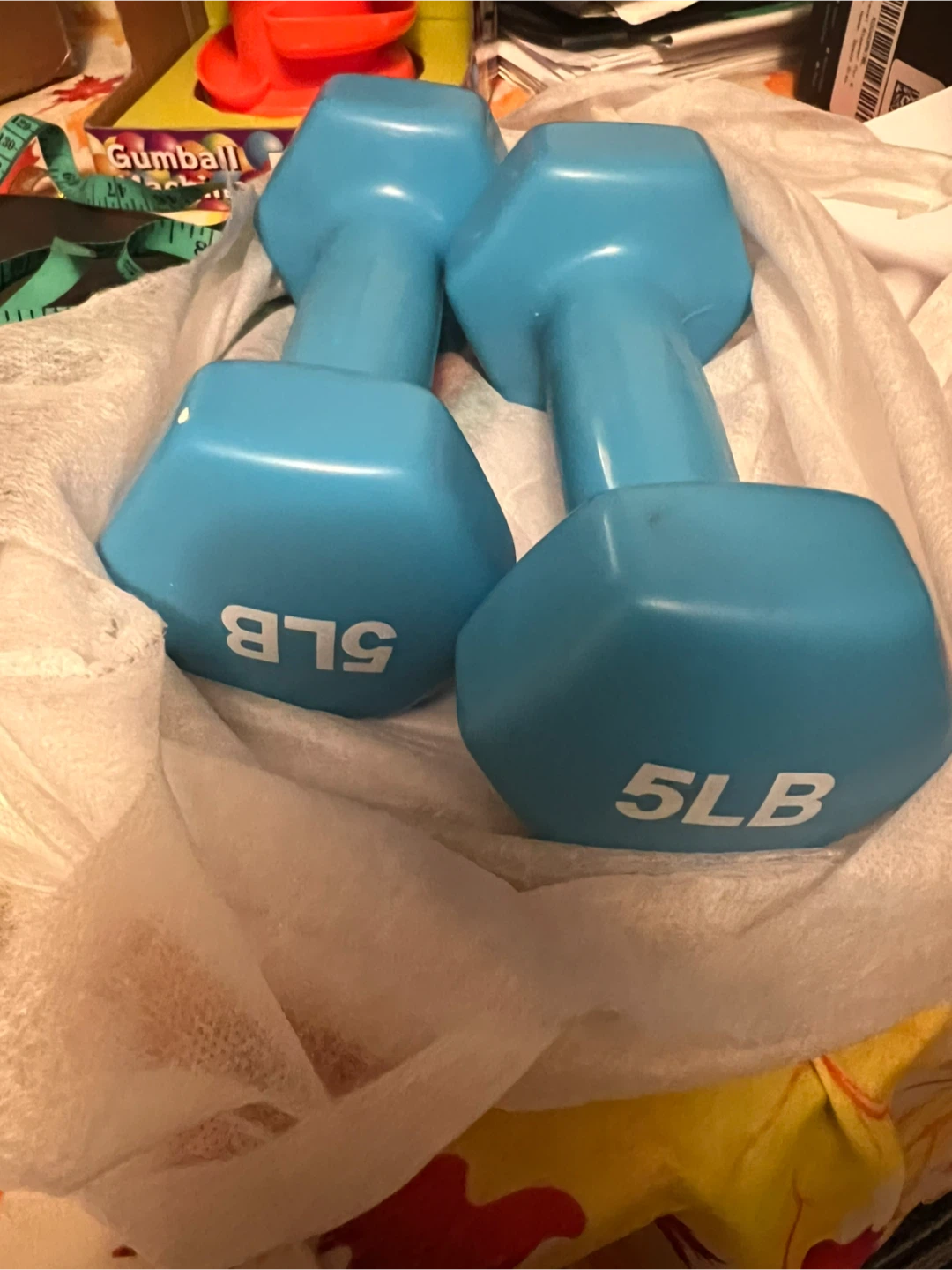 Two pairs of dumbbells: 5lb blue, 3lb gray- pickup Richmond - photo 2