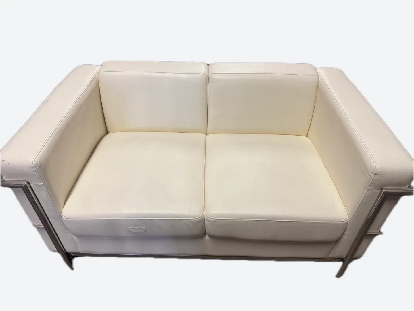 White Leather Loveseat Sofa image indicator(6)