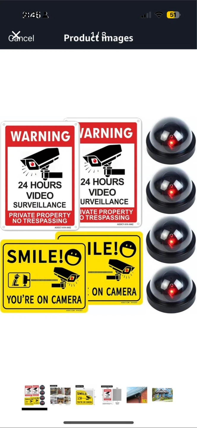 Security Camera Sign & Dome Fake Camera 2 pices