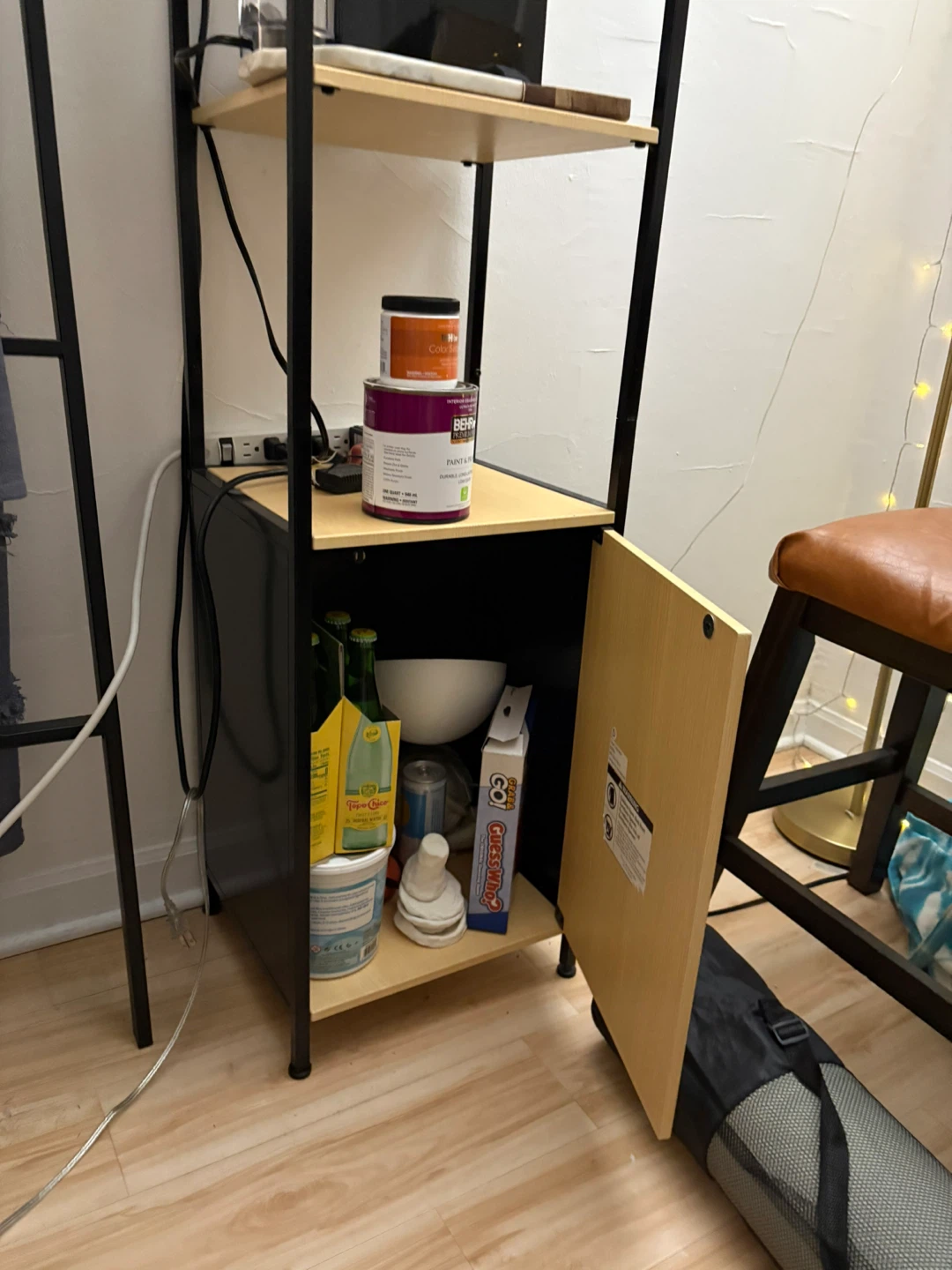 Black Metal & Wood Storage Shelf - photo 2