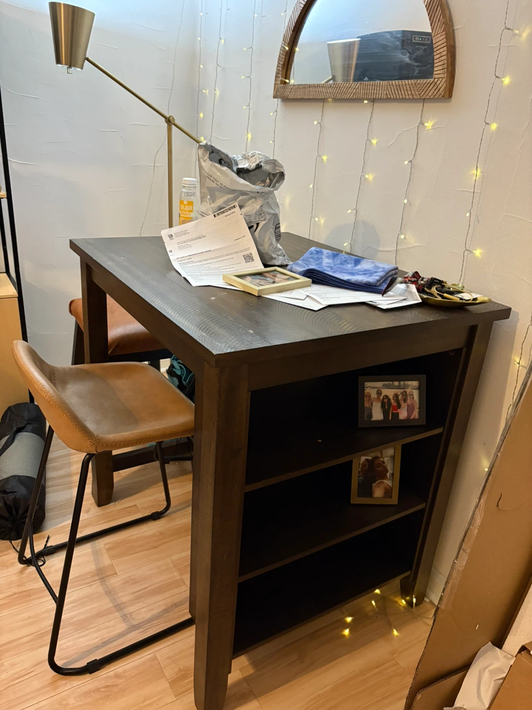 Counter Height Dining Table with Shelves