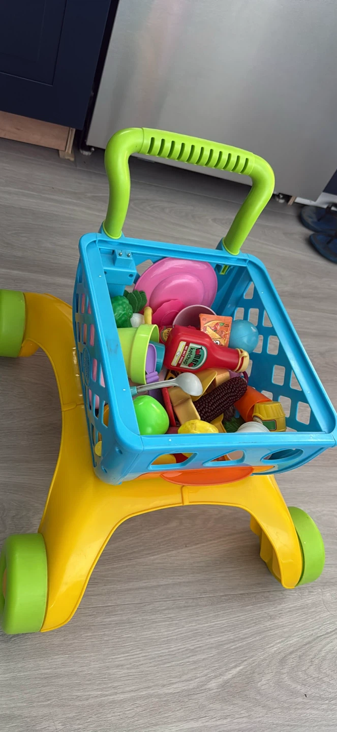 Toy Shopping Cart with Food