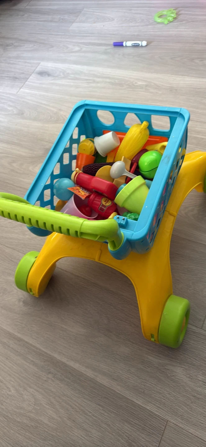 Toy Shopping Cart with Food - photo 2