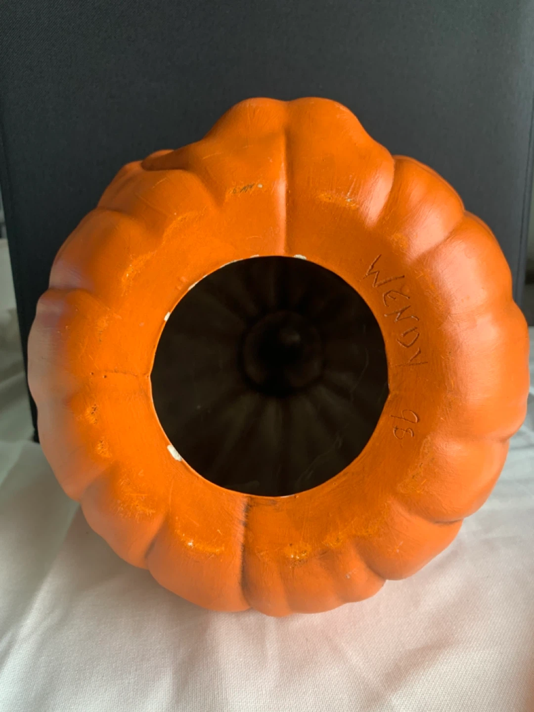 Vintage Scioto Ceramic Pumpkin  Signed 1998 Halloween Decor - photo 3