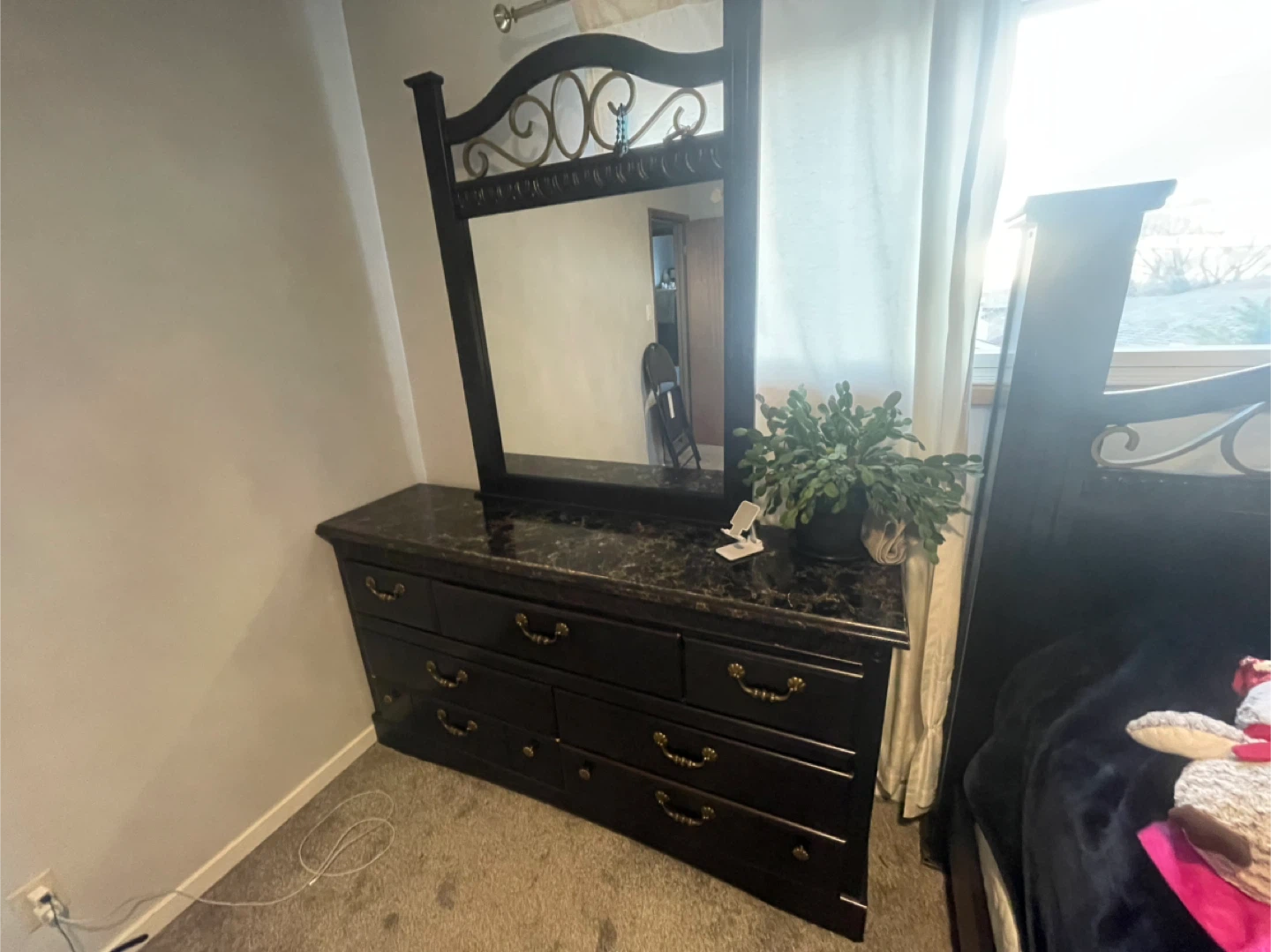 Bedroom Set - Bed Frame, Dresser, Mirror