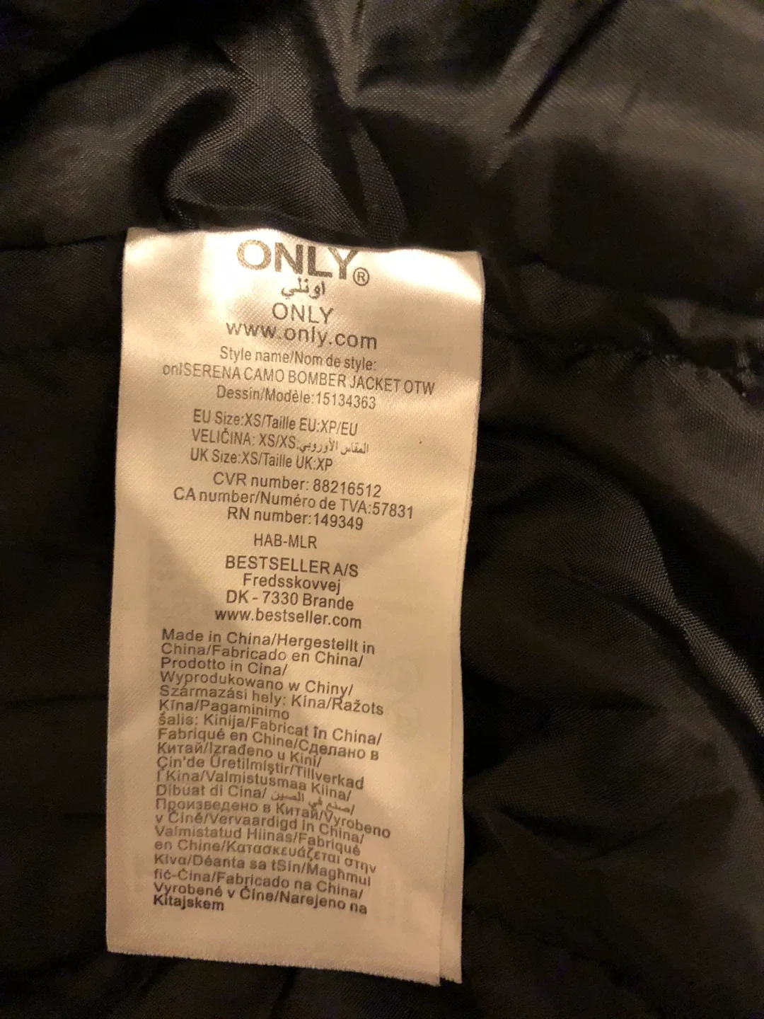 ONLY Serena Camo Bomber Jacket - XS image indicator(3)