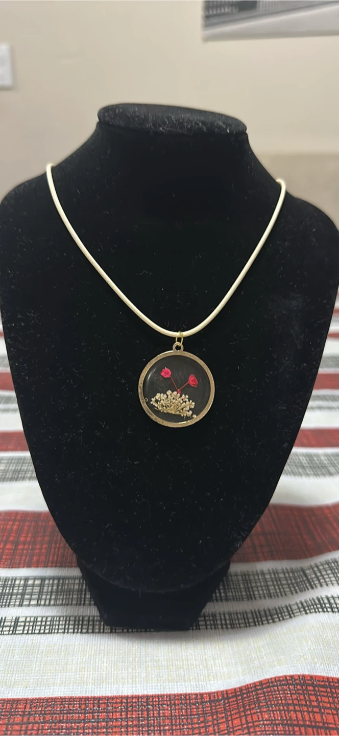 Handmade Resin Necklace with Flowers