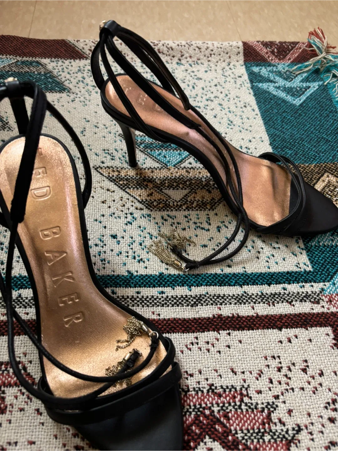 Ted Baker London Black Heeled Sandals, Size 8.5 image indicator(2)