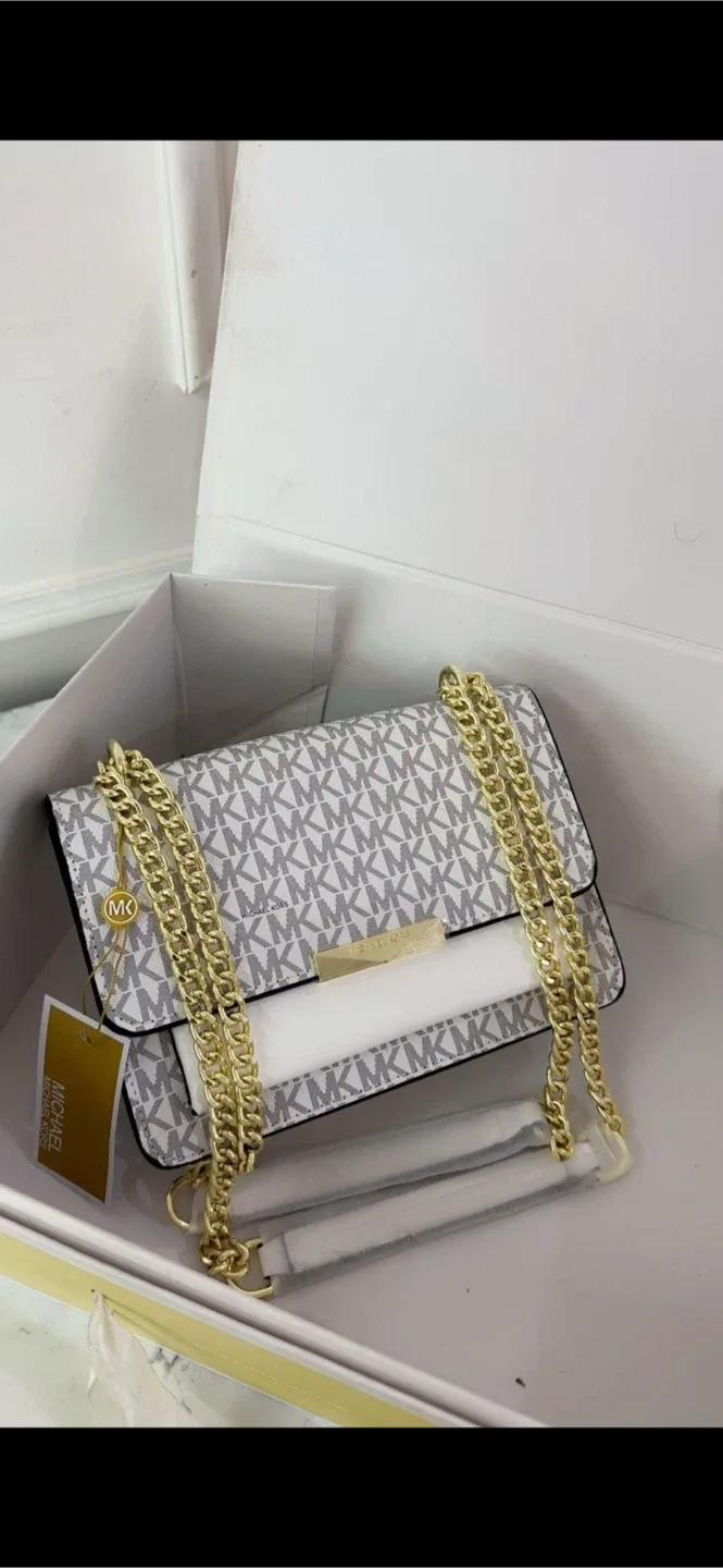 Michael Kors White/Grey MK Chain Bag - New