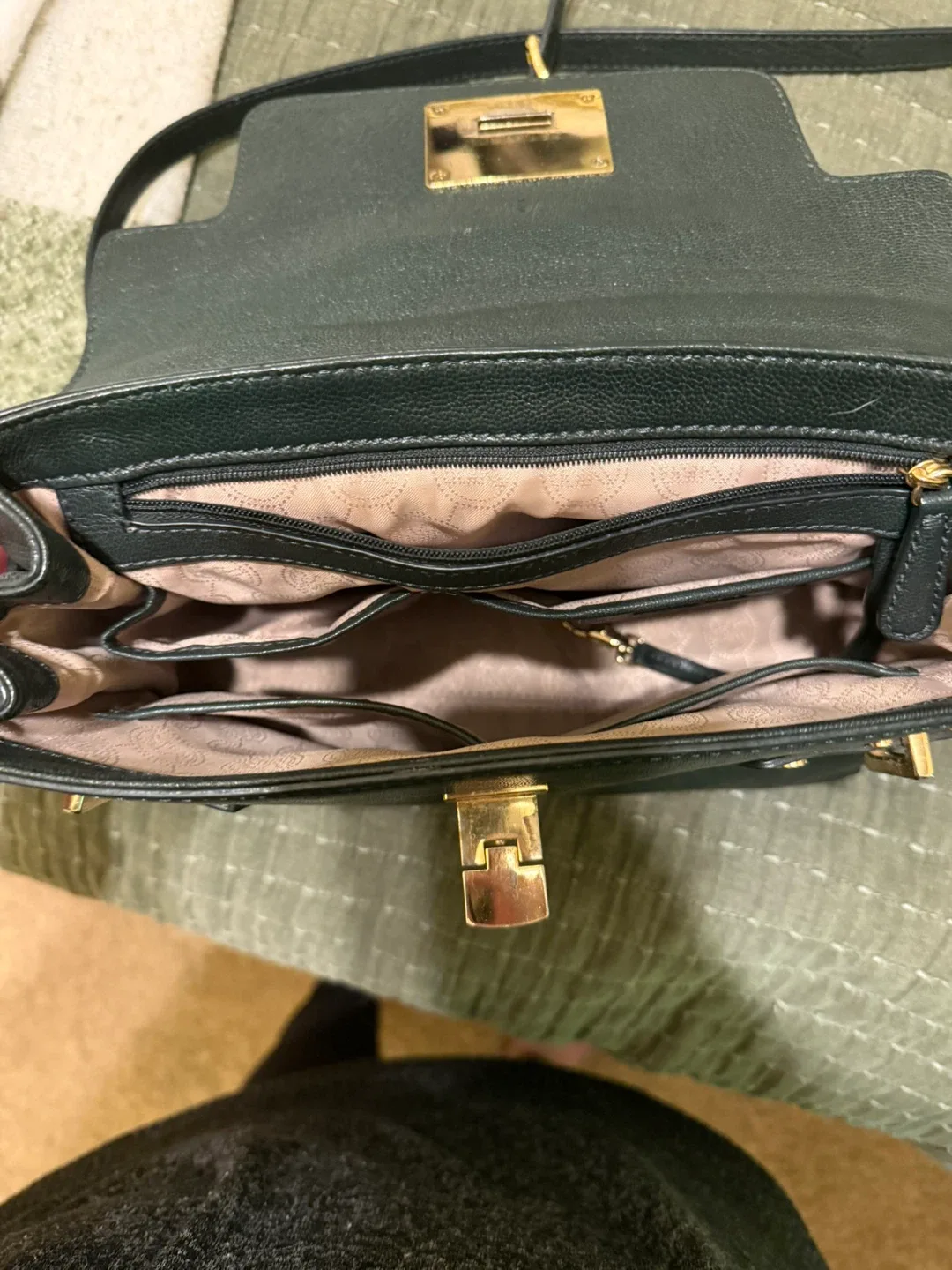 Michael Kors Dark Green Leather Satchel image indicator(2)
