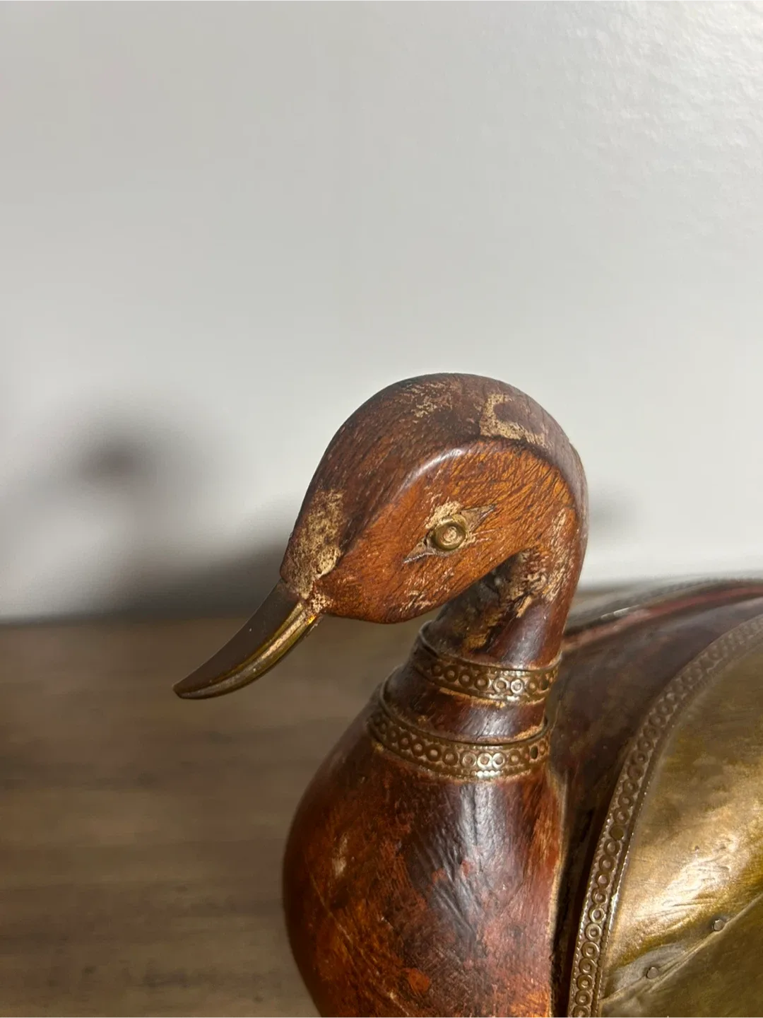 Vintage Wooden/Brass Duck Sculpture - Trending Deal! thumbnail