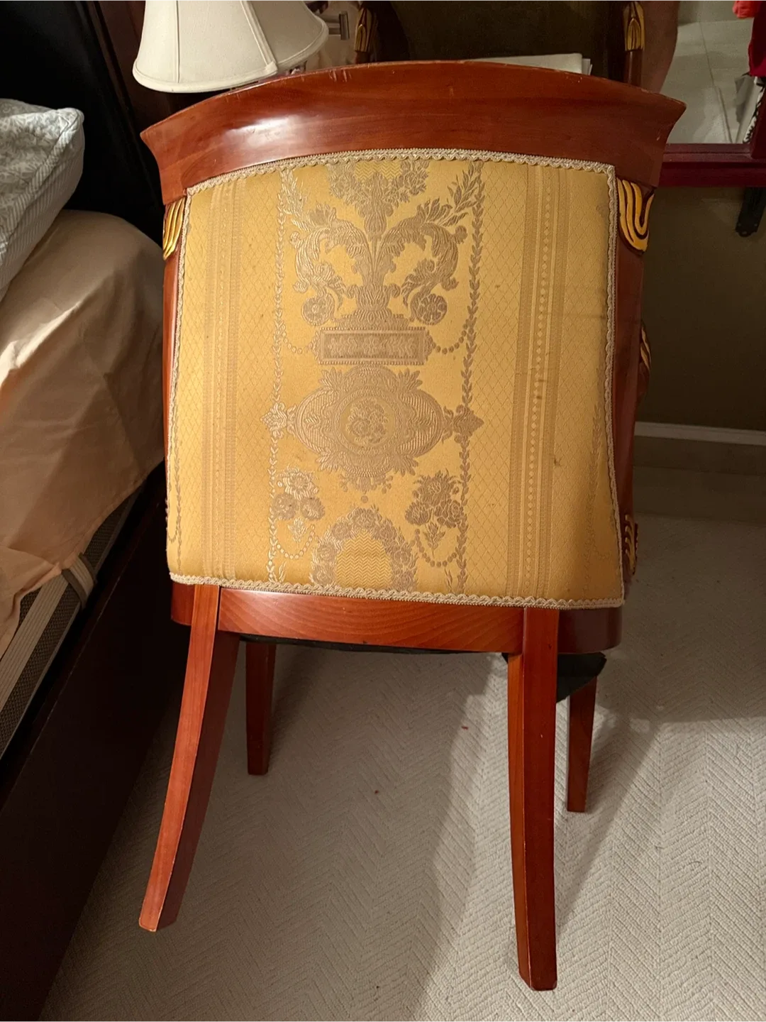 Antique Style Armchair - Wood & Gold Upholstery image indicator(3)