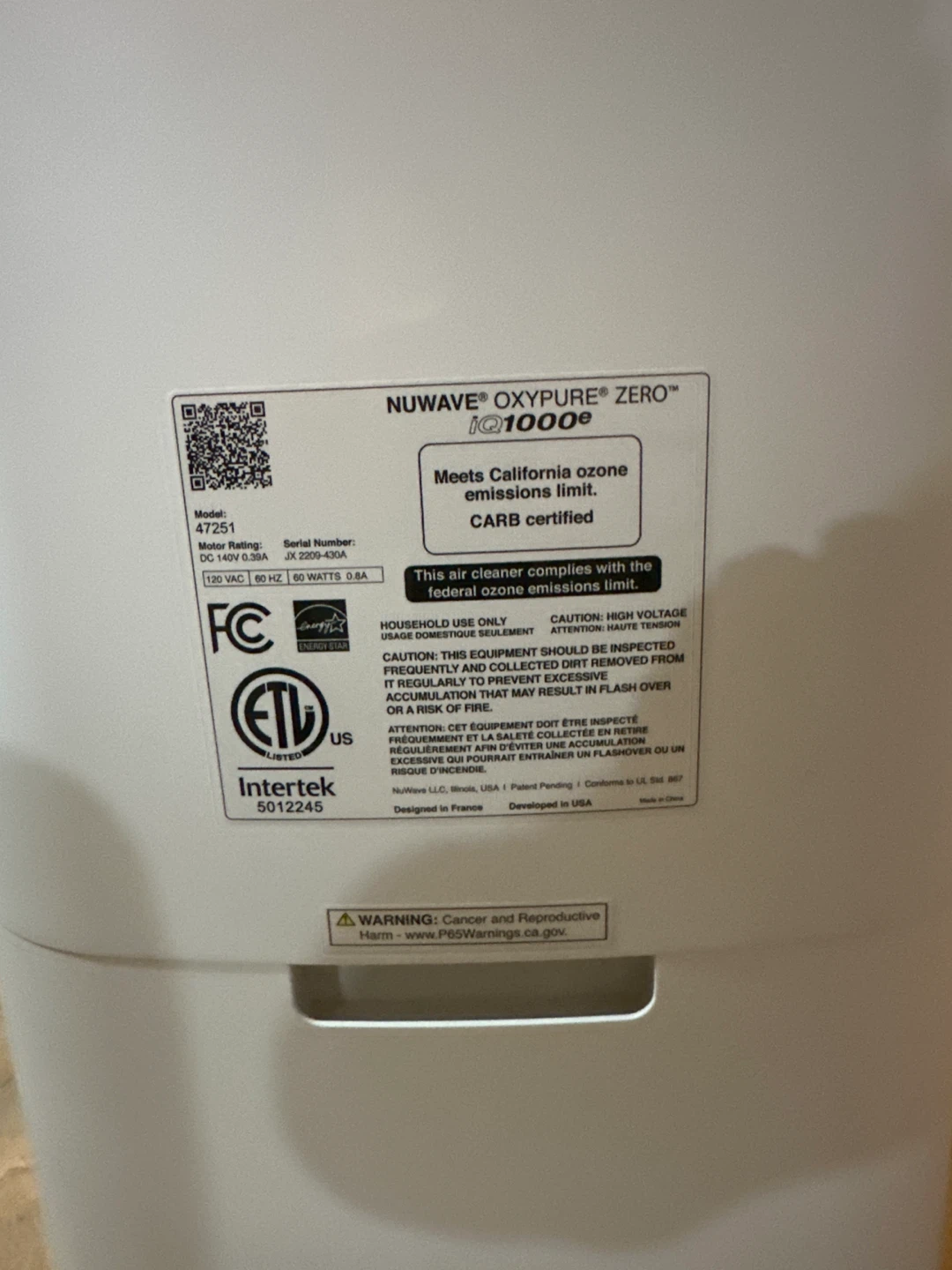 NuWave OxyPure Zero IQ1000e Air Purifier - photo 2