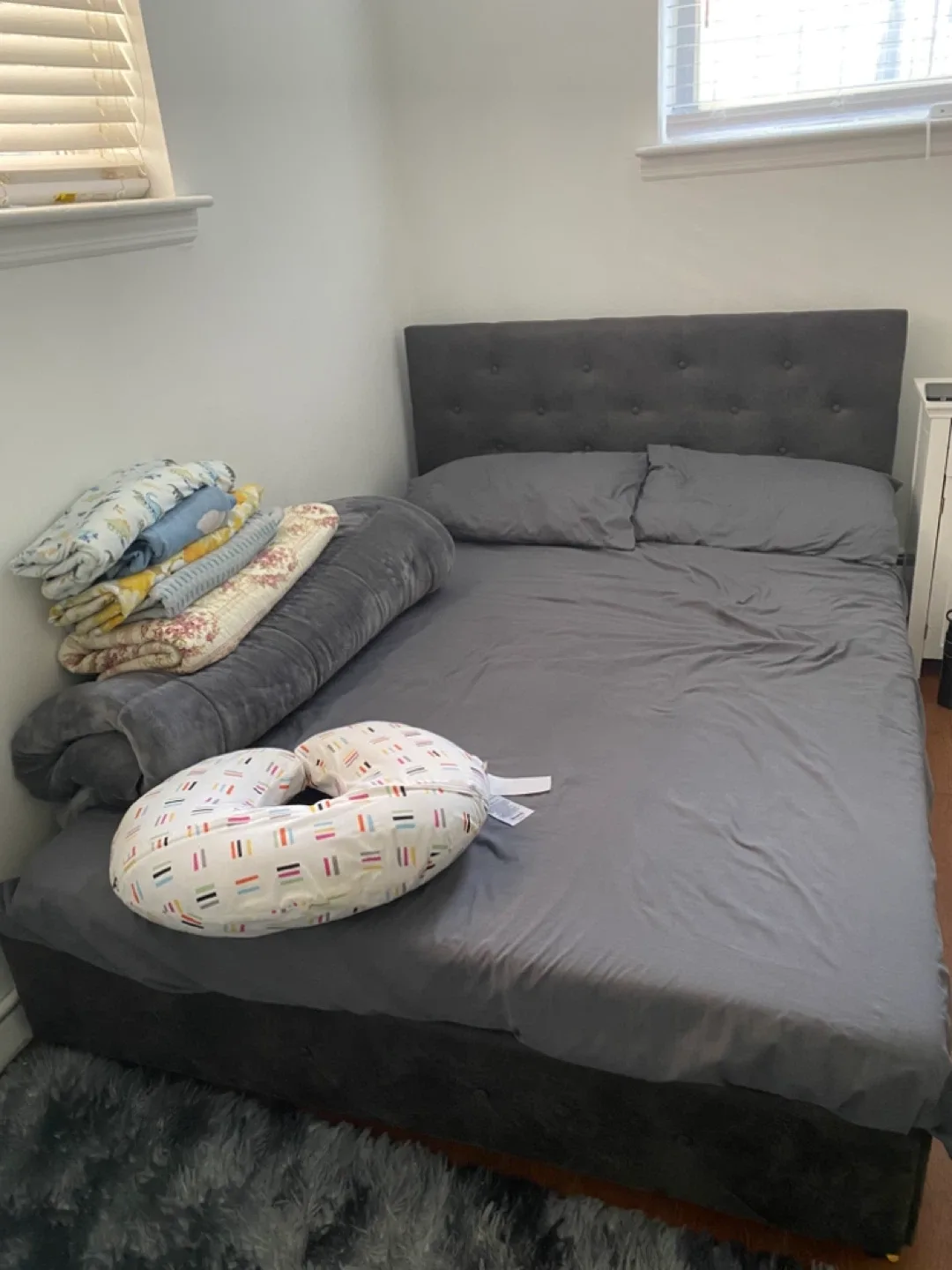 Queen Size Bed Frame - Gray thumbnail