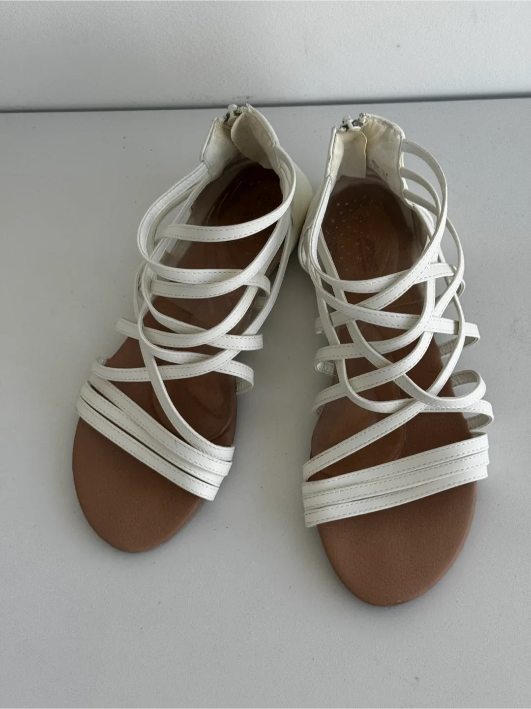 Ardene White Gladiator Sandals - Size 9 thumbnail