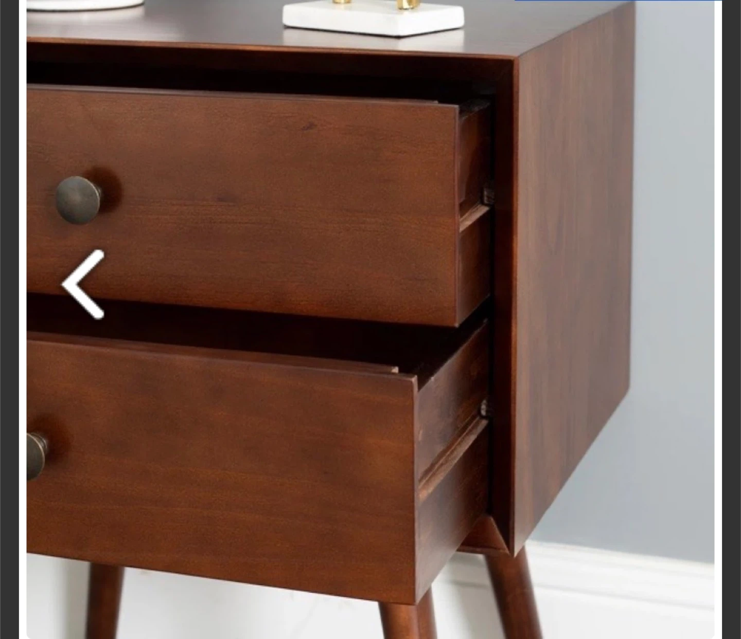 Mid century modern Brown Wood Nightstand - 2 Drawers - photo 3