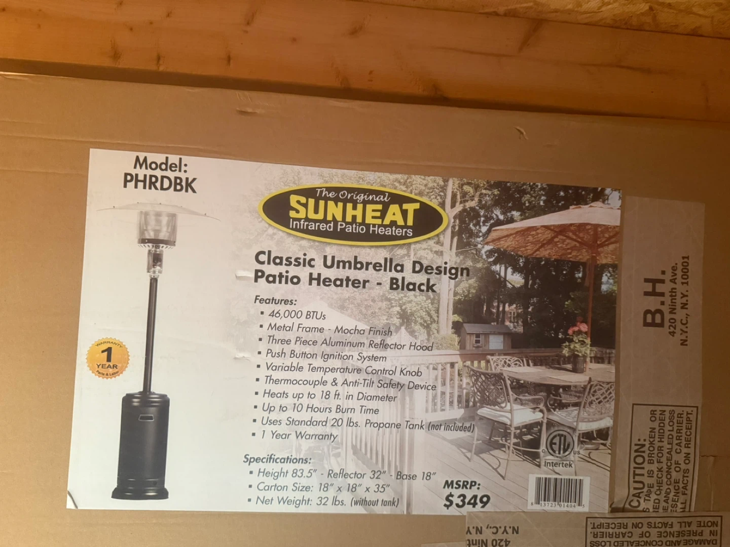 New Sunheat Classic Umbrella Patio Heater - Black - photo 2