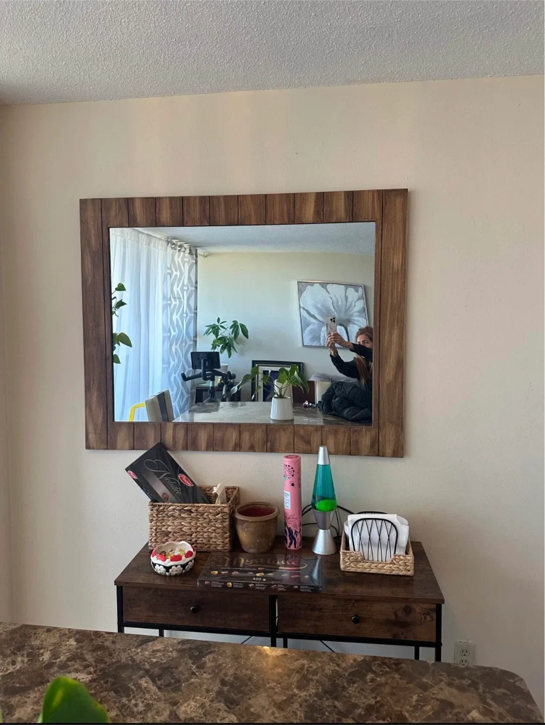 Wood Framed Wall Mirror image indicator(2)