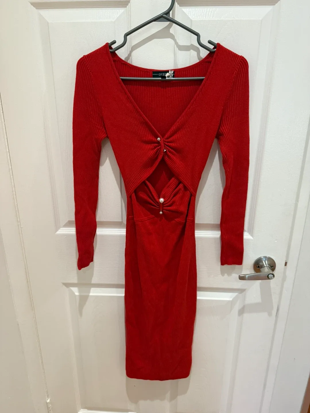 Guess Red Knit Cutout Dress - Size XS thumbnail