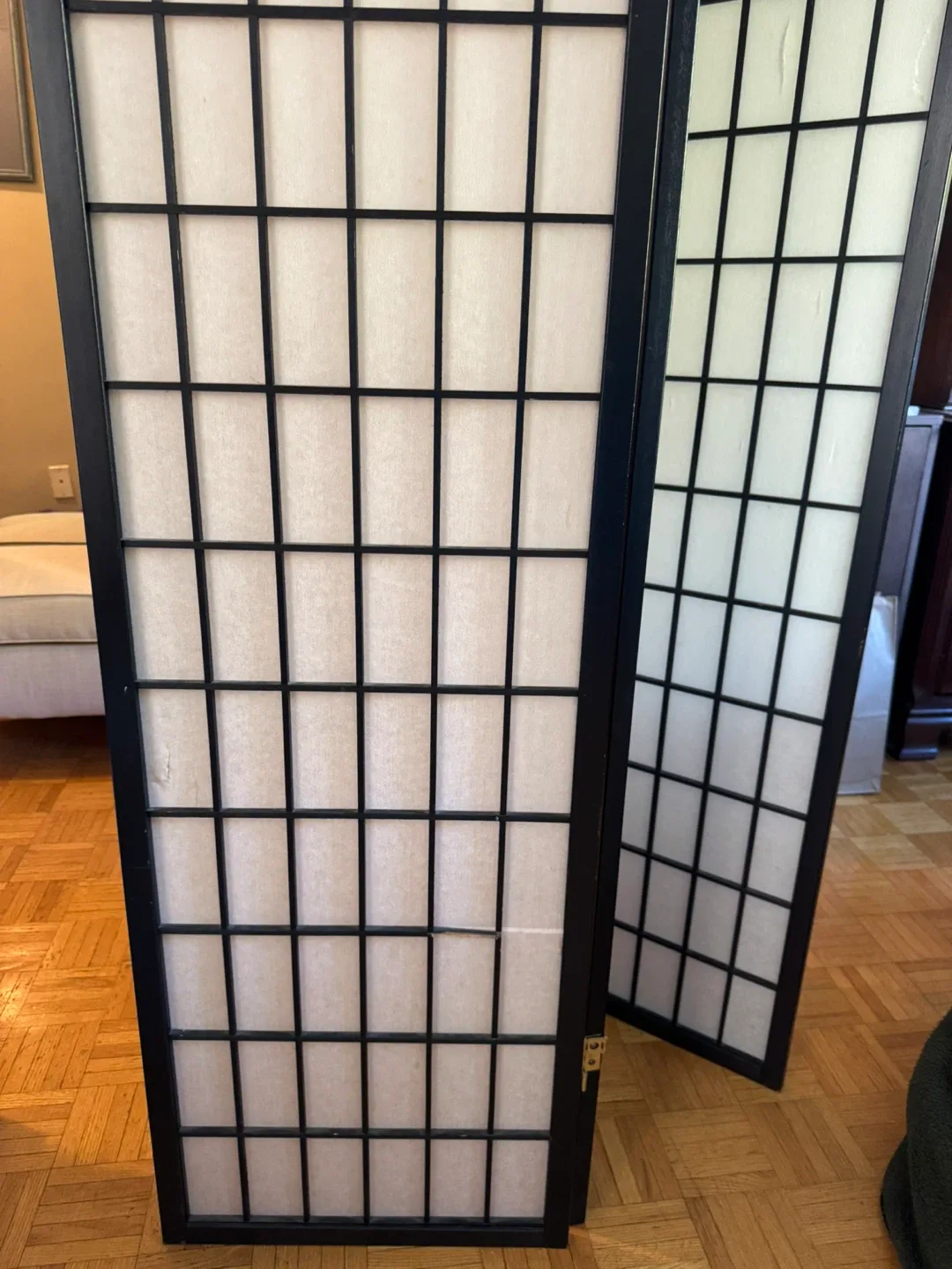 Black Wood & Rice Paper Room Divider Screen image indicator(4)