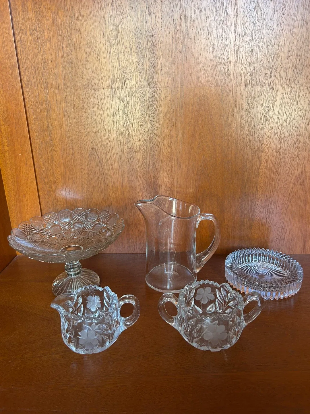 Vintage Clear Glass Dish Set(5) thumbnail