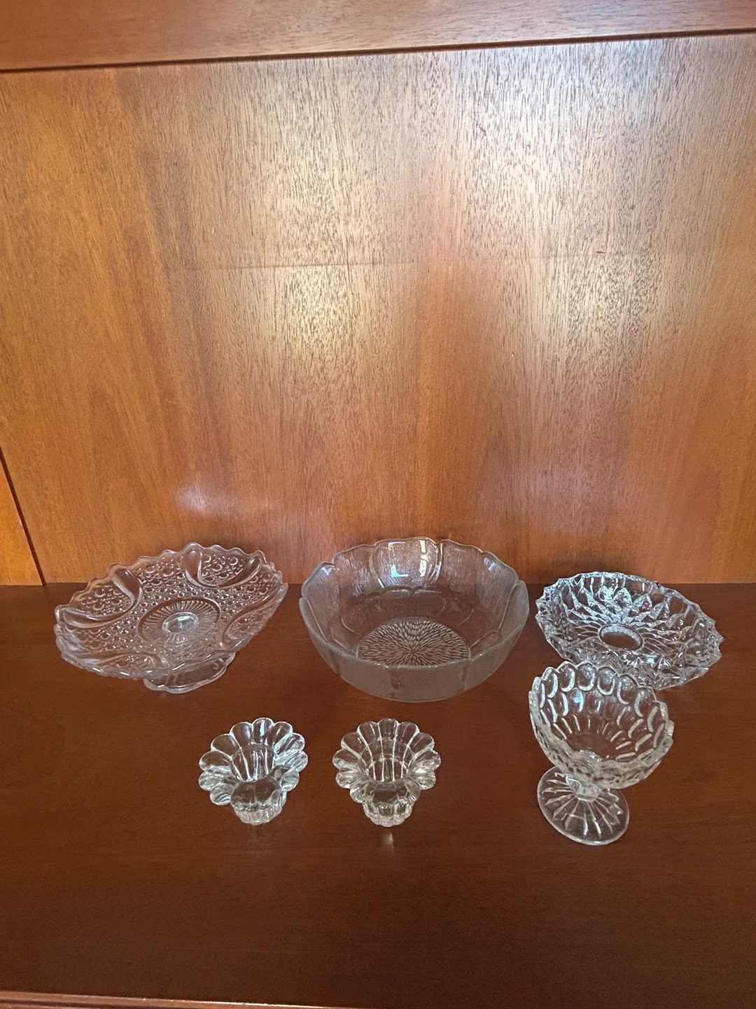 Vintage Clear Glass Bowls & Plate Set thumbnail