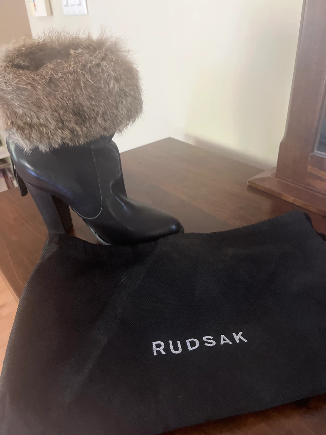 Rudsak Black Leather Fur Trim Booties - photo 2
