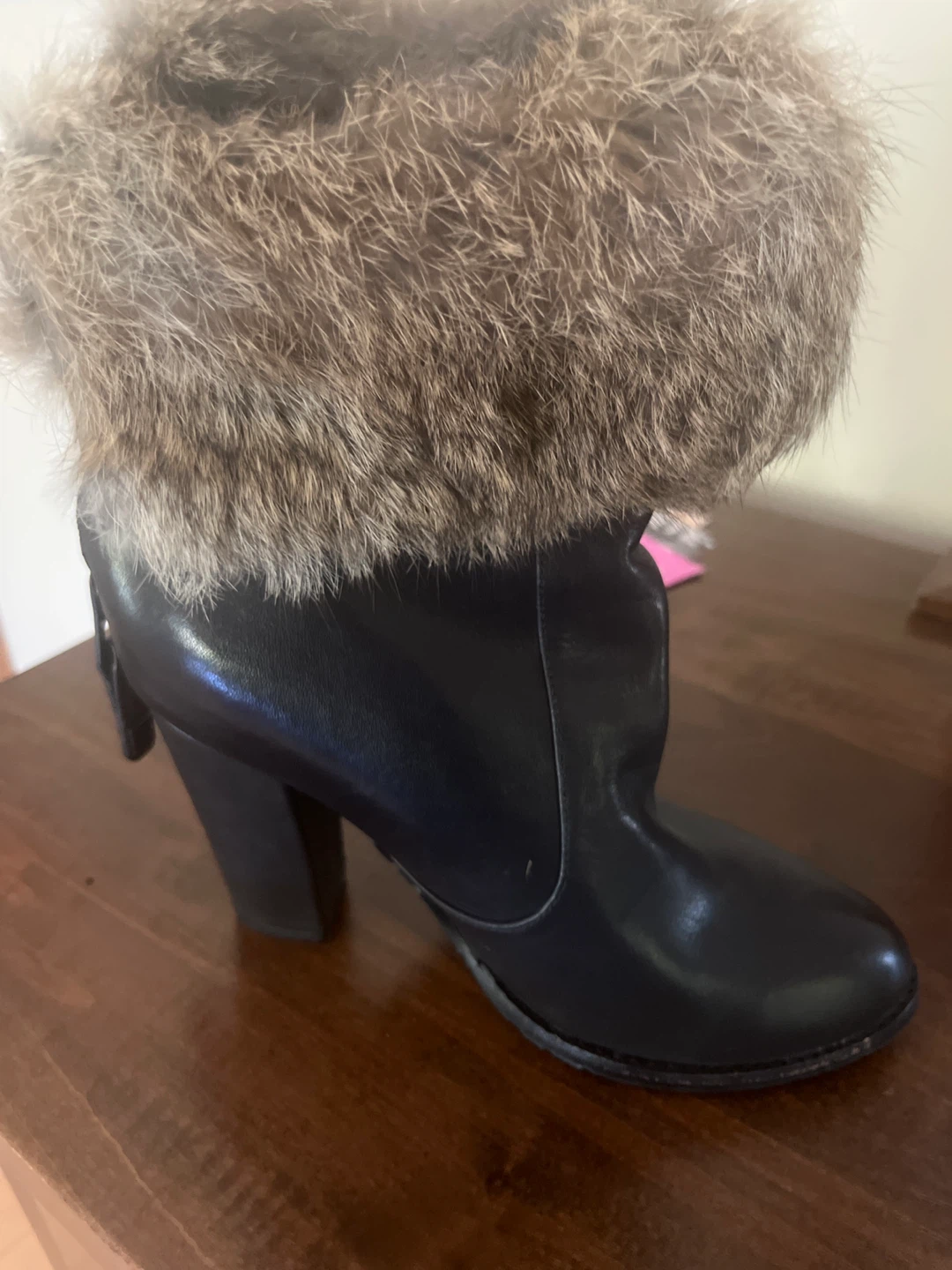 Rudsak Black Leather Fur Trim Booties
