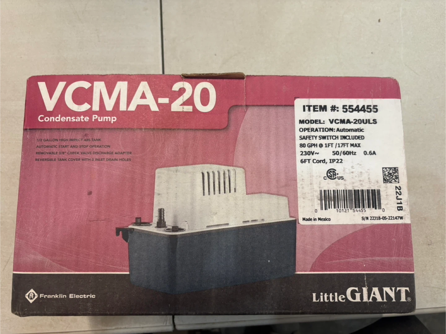 Little Giant VCMA-20 Condensate Pump - photo 2