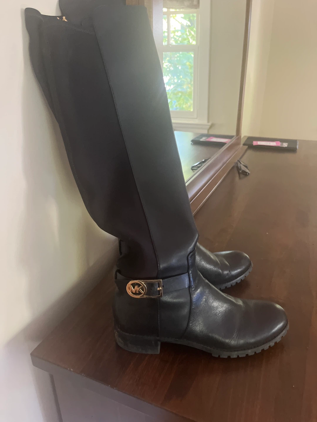Michael Kors Black Leather Riding Boots - Size 8