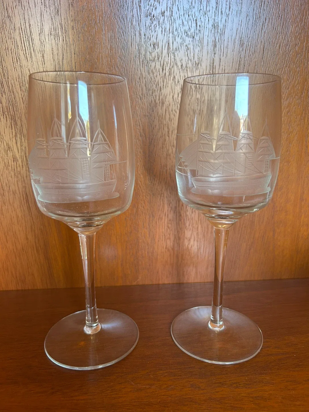 Nautical Ship Etched Glass Set image indicator(2)