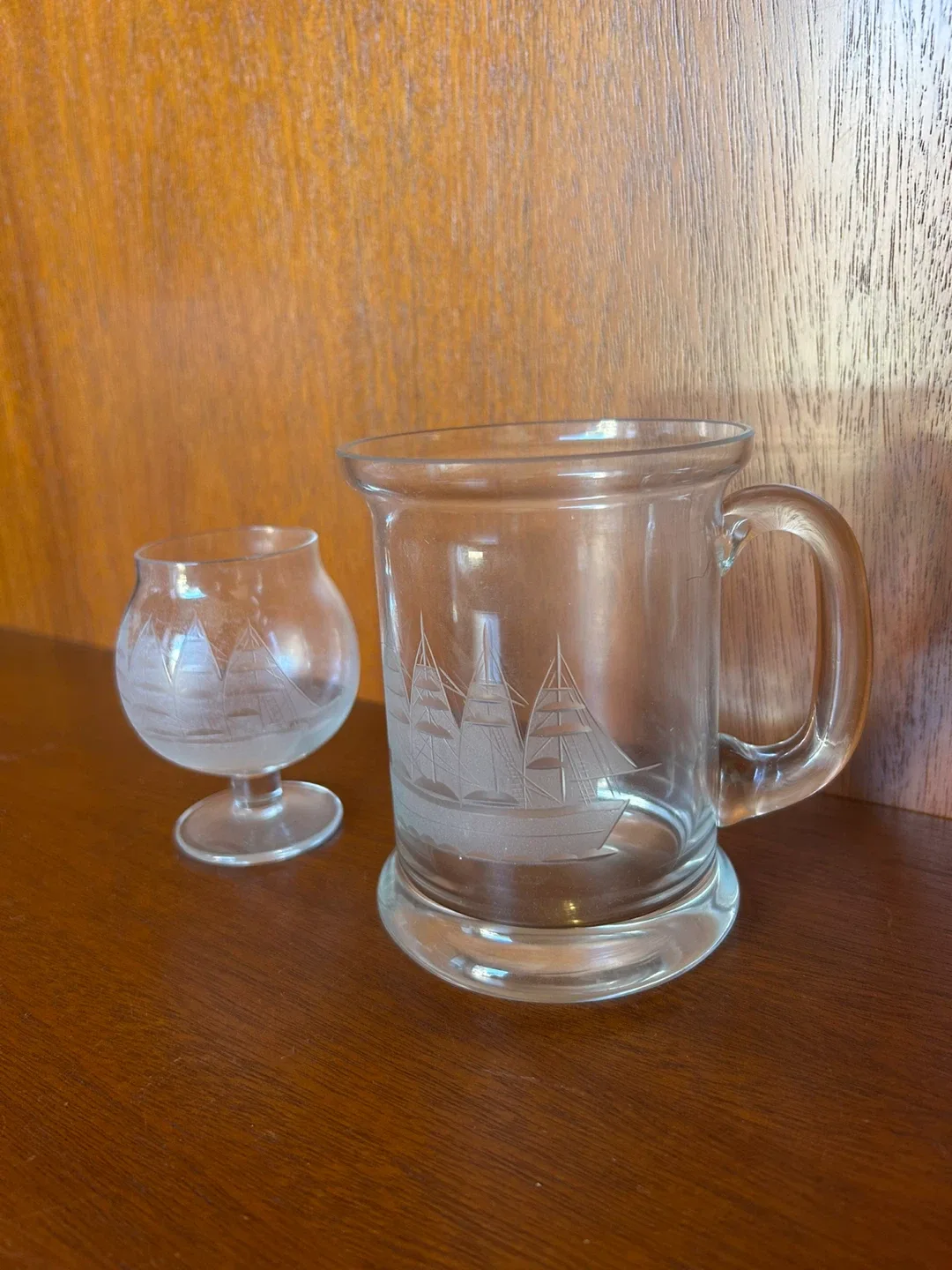 Nautical Ship Etched Glass Set image indicator(5)