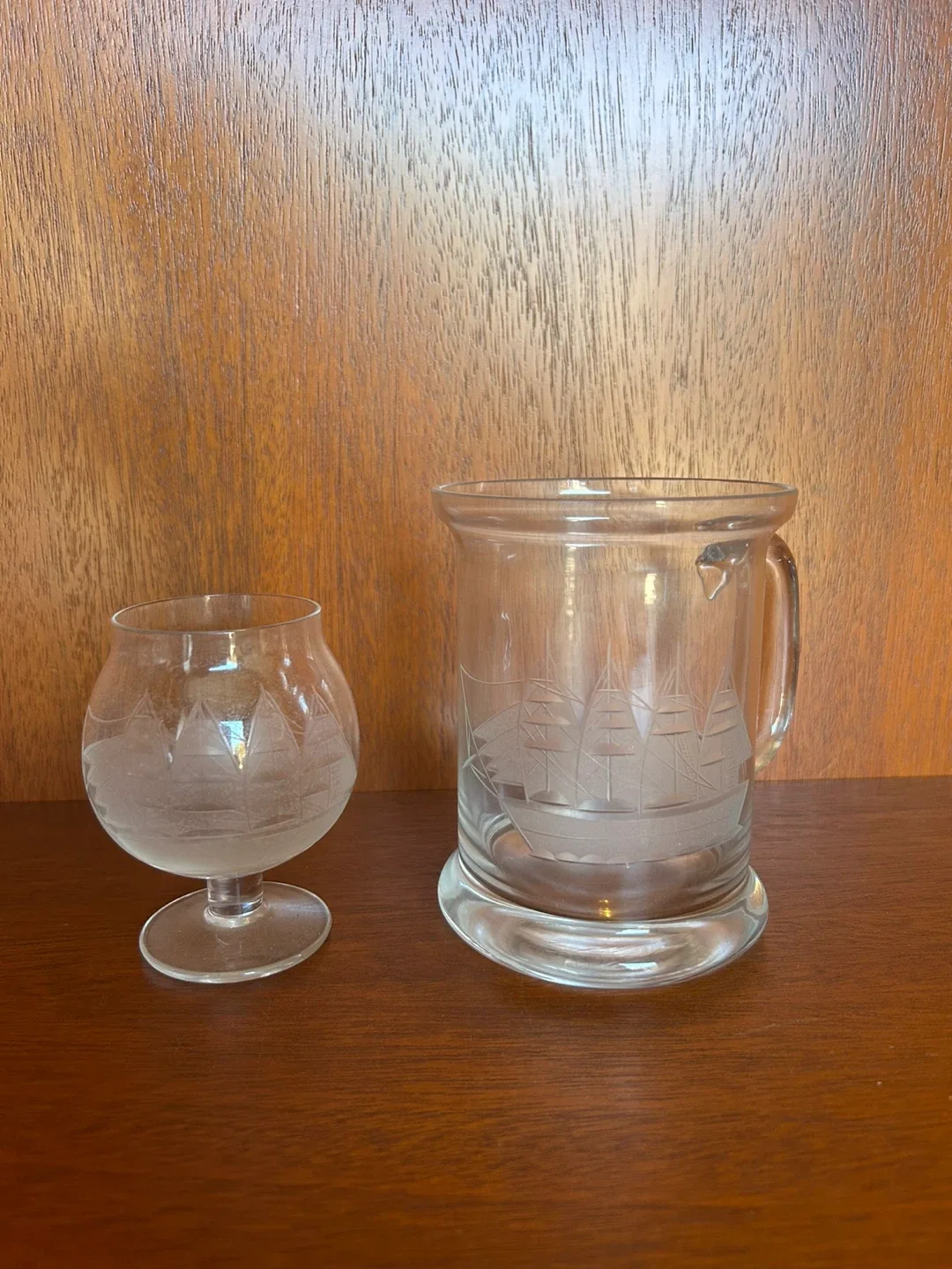 Nautical Ship Etched Glass Set image indicator(4)