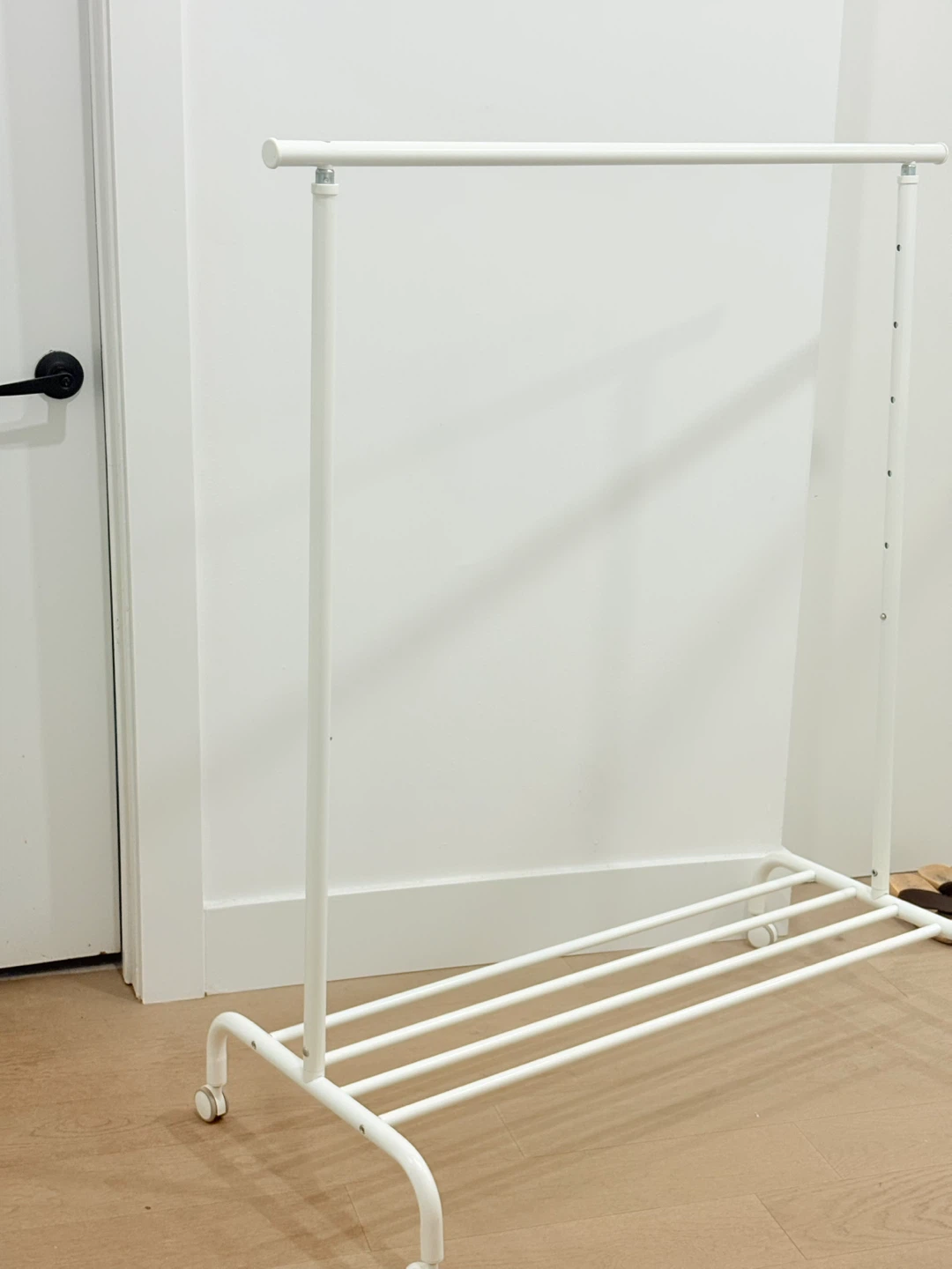 White Clothes Rack with Wheels