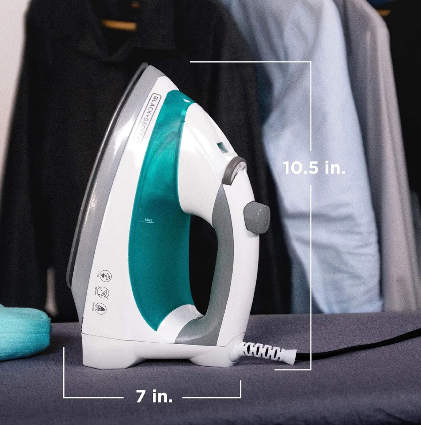 BLACK+DECKER Lightweight Steam Iron - Teal image indicator(2)