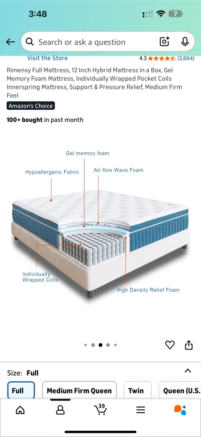 Rimensy Full Hybrid Mattress - Like New! - photo 2