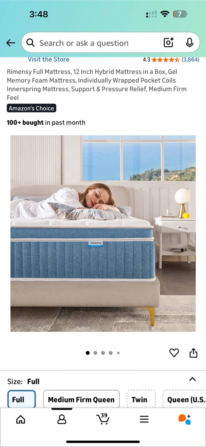 Rimensy Full Hybrid Mattress - Like New!