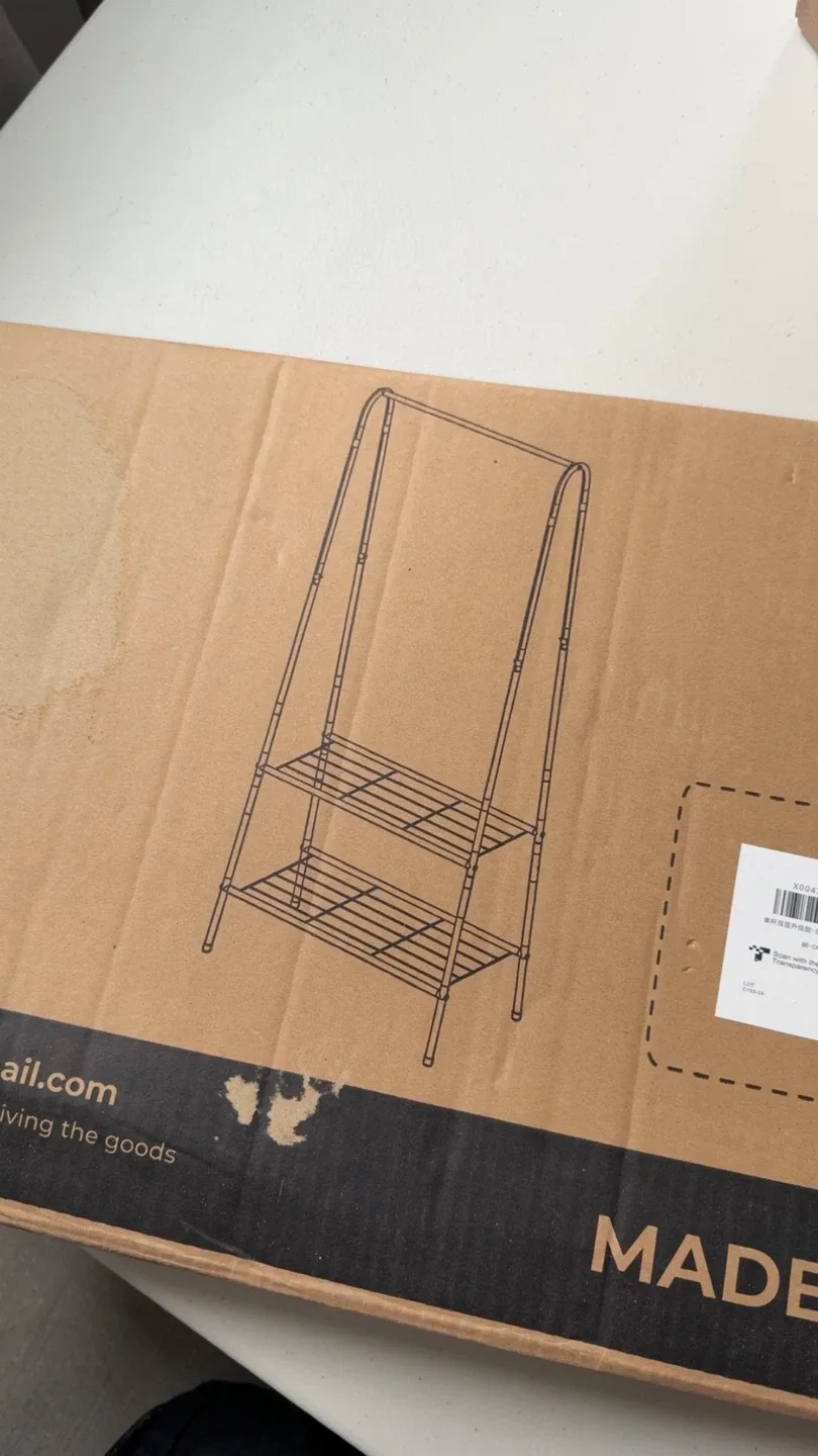 White colored clothing rack with shelves thumbnail
