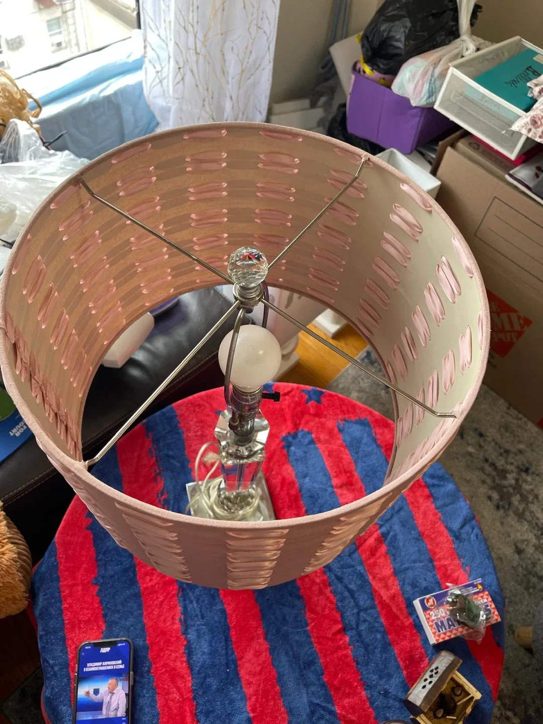 Crystal Table Lamp with Pink Shade image indicator(2)