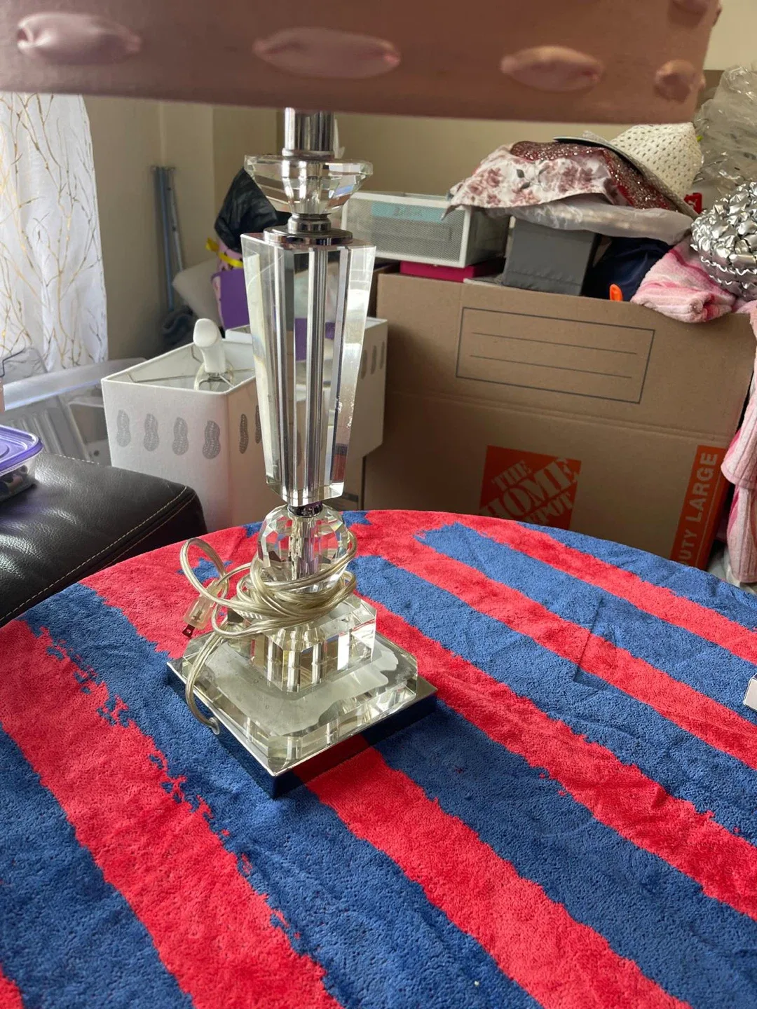 Crystal Table Lamp with Pink Shade image indicator(3)