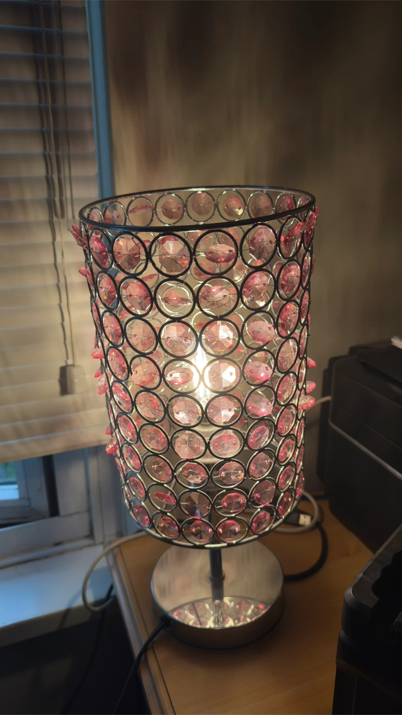 Pink Crystal Accent Table Lamp