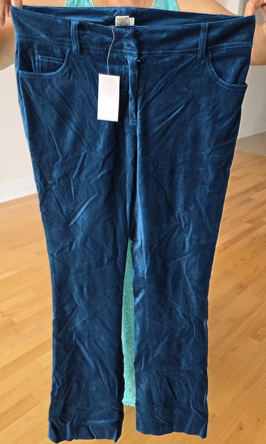 BRAND NEW CACHE Blue Velvet Pants - Size 10