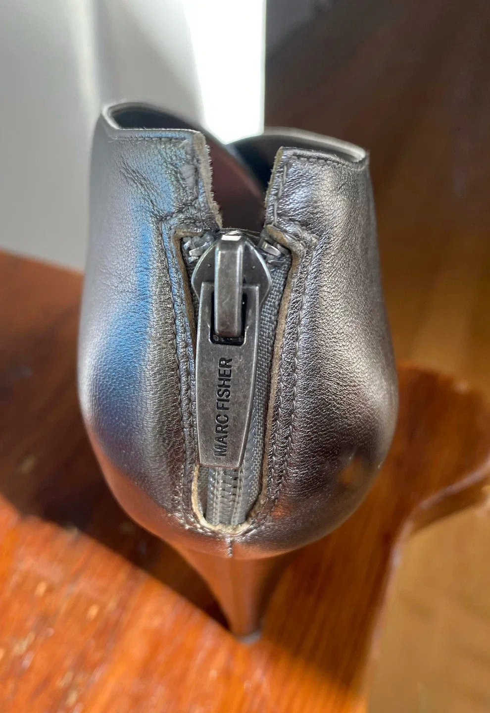 Gorgeous pewter dress/matching leather Marc Fisher shoes image indicator(7)