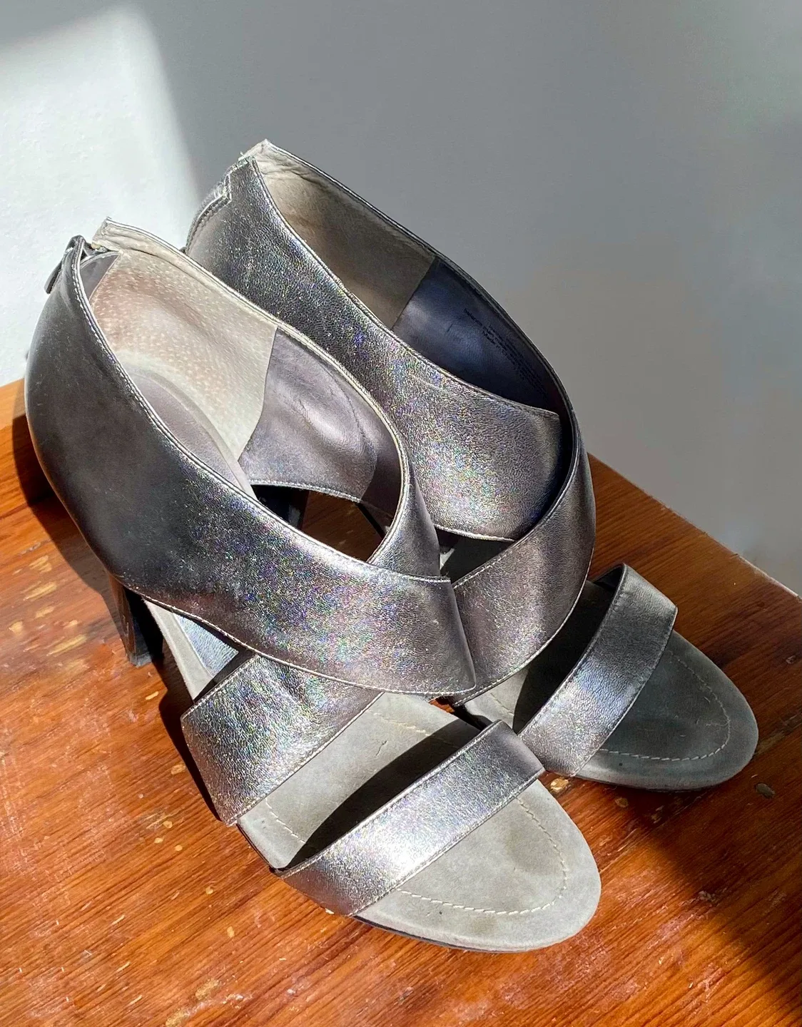 Gorgeous pewter dress/matching leather Marc Fisher shoes image indicator(6)