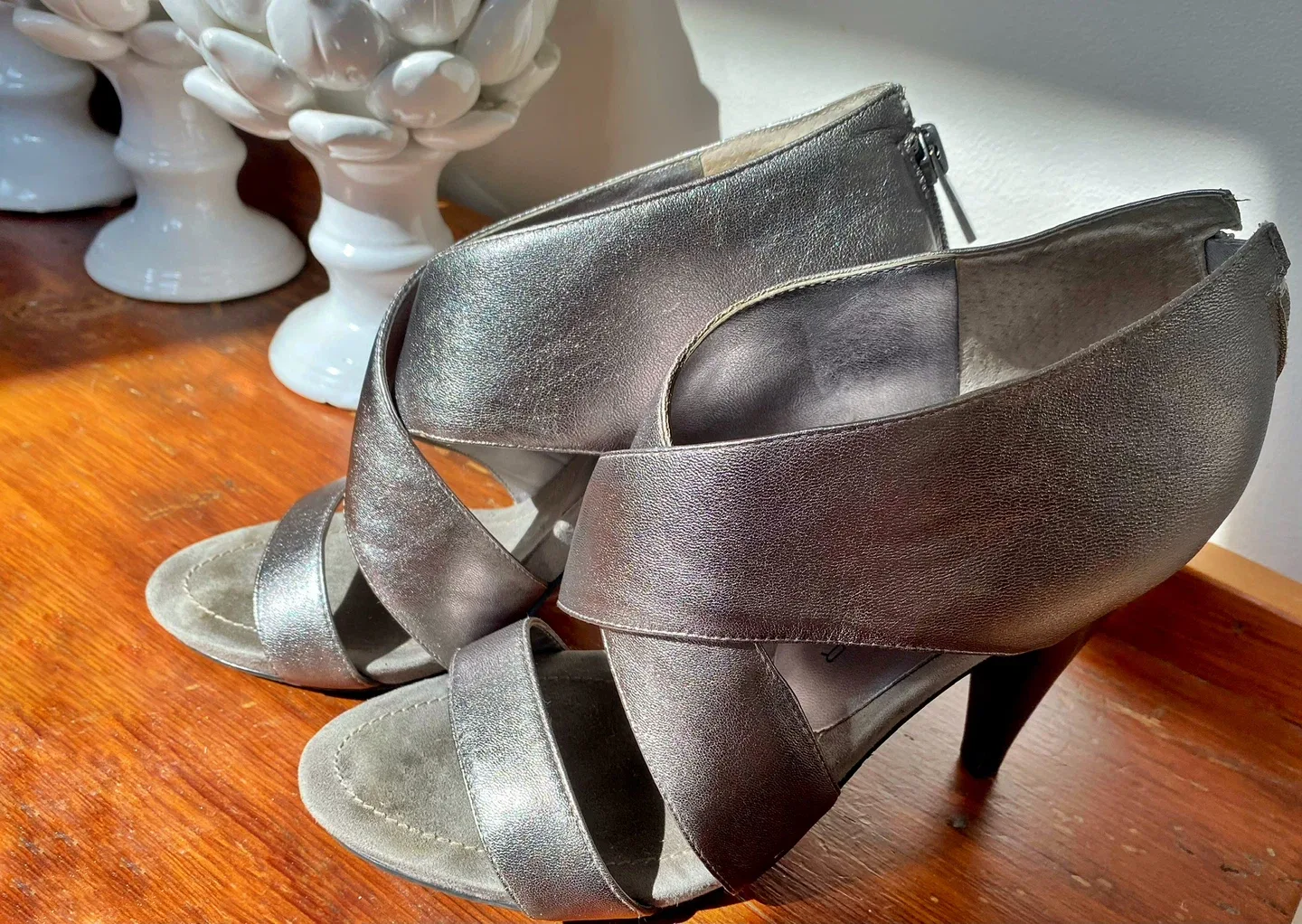Gorgeous pewter dress/matching leather Marc Fisher shoes image indicator(8)