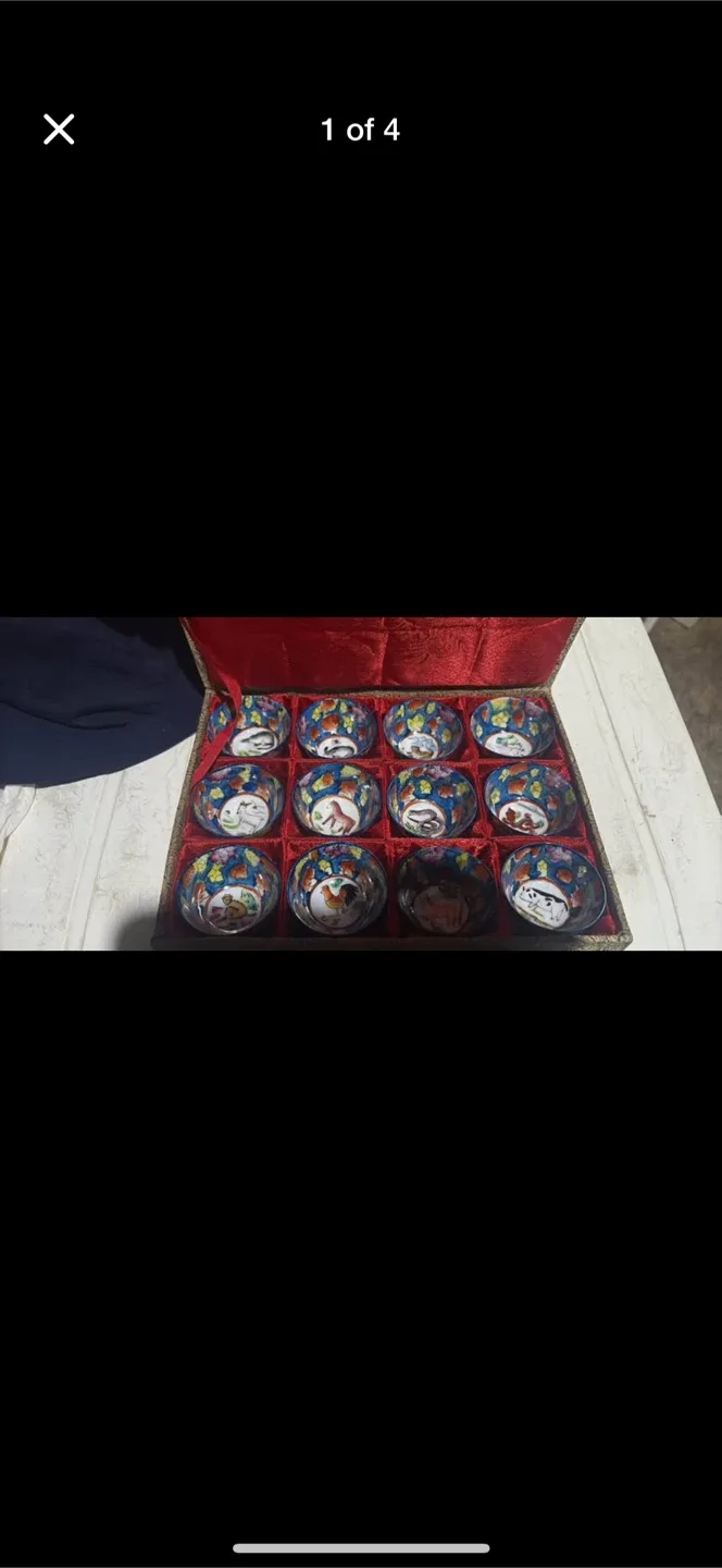 Vintage Chinese Zodiac Tea Cup Set thumbnail