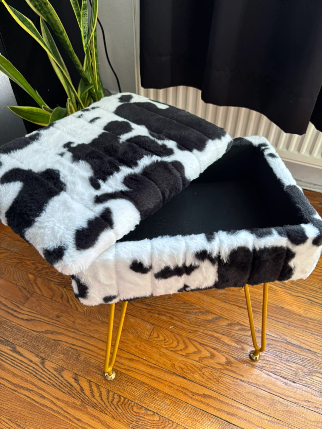 Cow Print Storage Ottoman Footstool - photo 2